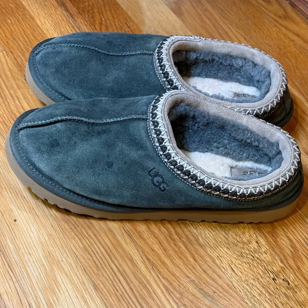 UGG Tasman Forest Green Suede Sheepskin Slippers Mens Size 10
